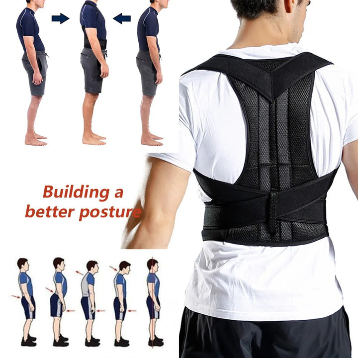 Cinturón corrector de postura unisex, ajustable para máximo confort y soporte lumbar.
