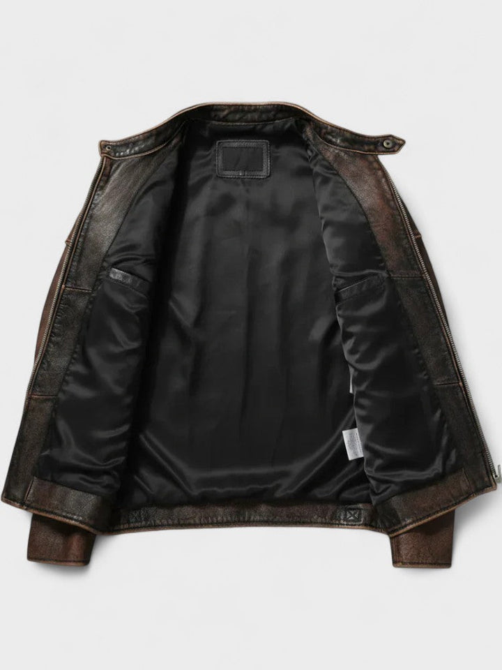 Chaqueta de cuero de moda masculina, toque vintage. Tu abrigo para el otoño y el invierno.