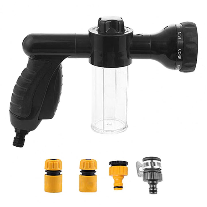 Pistola de limpieza a presión ergonómica para un uso cómodo en tareas de lavado de vehículos y superficies.