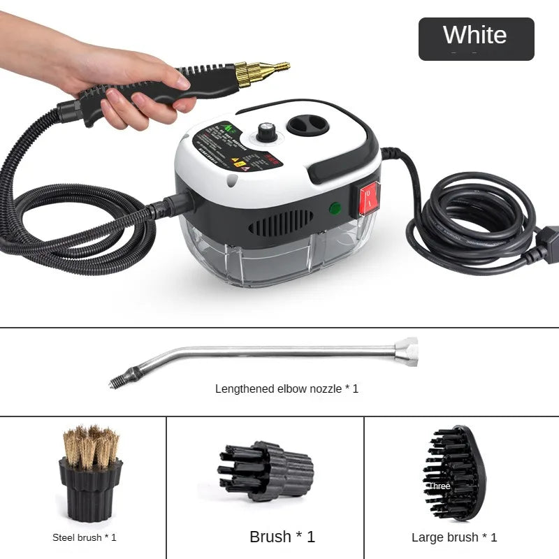 Limpiador a vapor de alta presión, compacto para limpieza profunda y desinfección de cocina.
