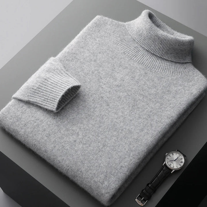 Detalle de tejido suave del suéter ligero para hombre. Cómodo, duradero y elegante para la moda de invierno.