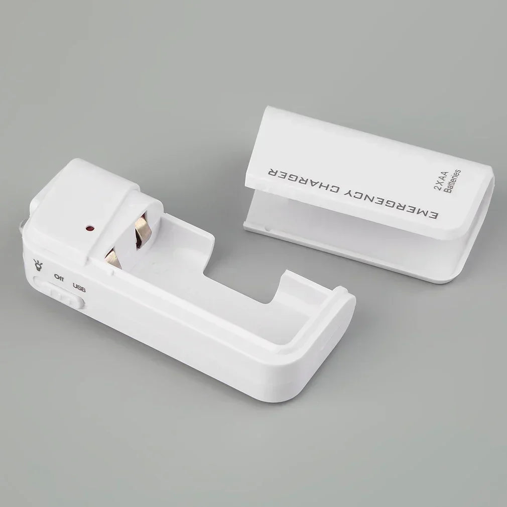 Power bank portátil de emergencia para smartphone. Carga USB universal. Ideal para viajes y uso diario.