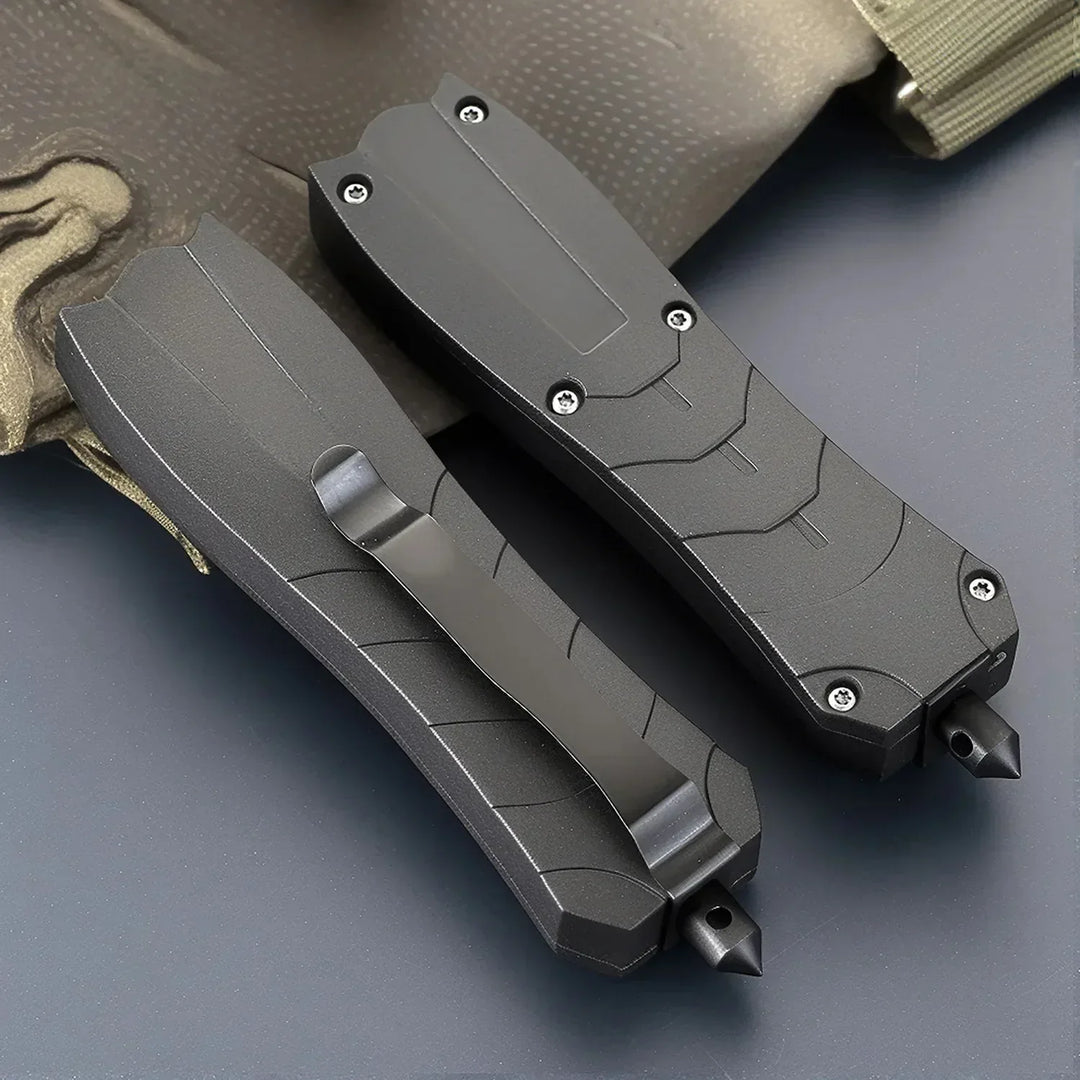 Cuchillo fijo EDC de acero inoxidable premium, multiherramienta duradera y ergonómica para preparación.
