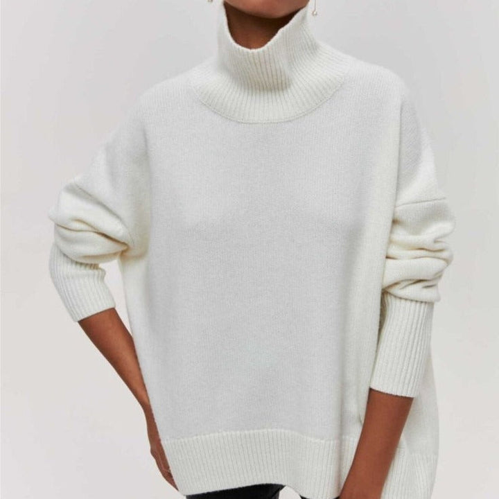 Jersey de cuello cisne para mujer, modelo Elegancia Versátil, perfecto para la moda de otoño e invierno. Cálido.