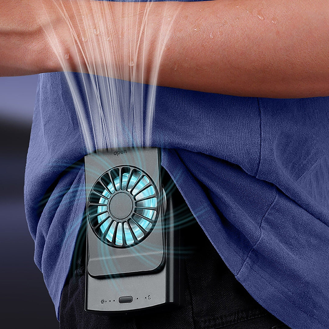 Ventilador de cintura portátil unisex sin aspas, ideal para frescor personal instantáneo en verano.