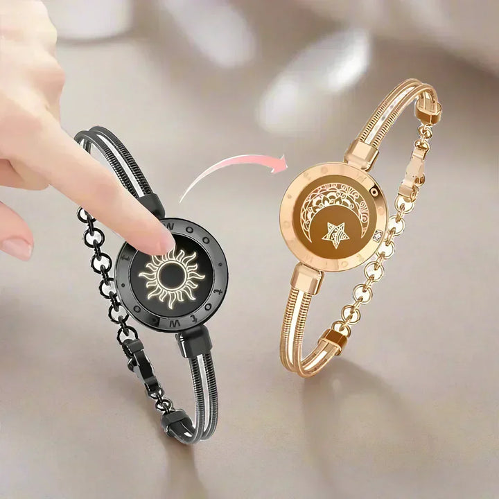 Pulseras unisex de amor a distancia. Con luz y vibración para parejas que desean sentir su conexión especial.