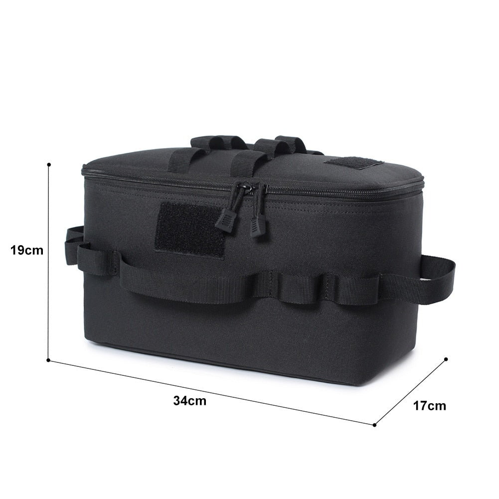 Mochila organizadora de viaje para camping, con múltiples compartimentos para equipo esencial de aire libre.