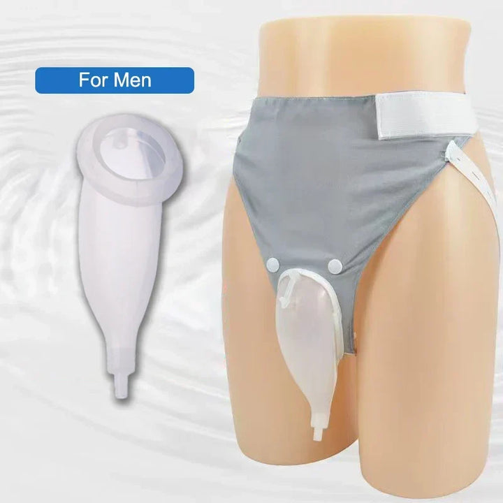 Colector de orina de silicona suave para adultos con incontinencia, diseño ergonómico.