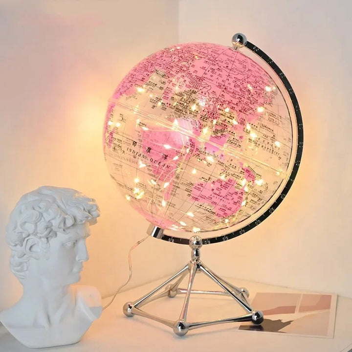 Lámpara de mesa globo terráqueo LED para una decoración única y funcional en el hogar.