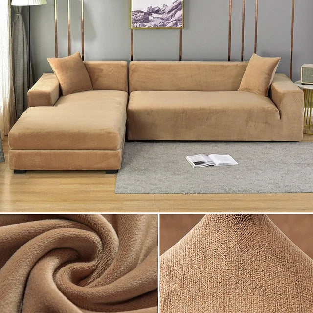 Funda de sofá de terciopelo elástico en varios colores, transforma tu salón con protección duradera.