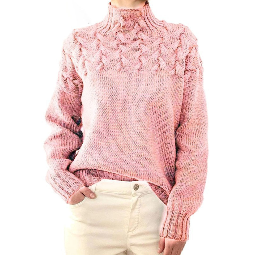 Suéter de mujer cálido y cómodo con cuello alto, esencial para los días fríos de invierno.
