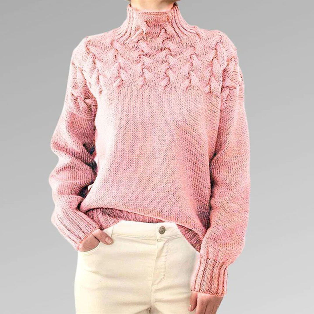 Abrigo de punto con cuello alto para mujer, un suéter cálido y elegante para cualquier ocasión.