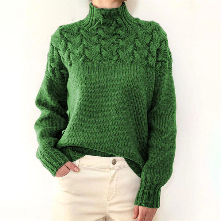 Pullover de cuello alto para mujer, un suéter de invierno con estilo, ideal para mantenerse abrigada.