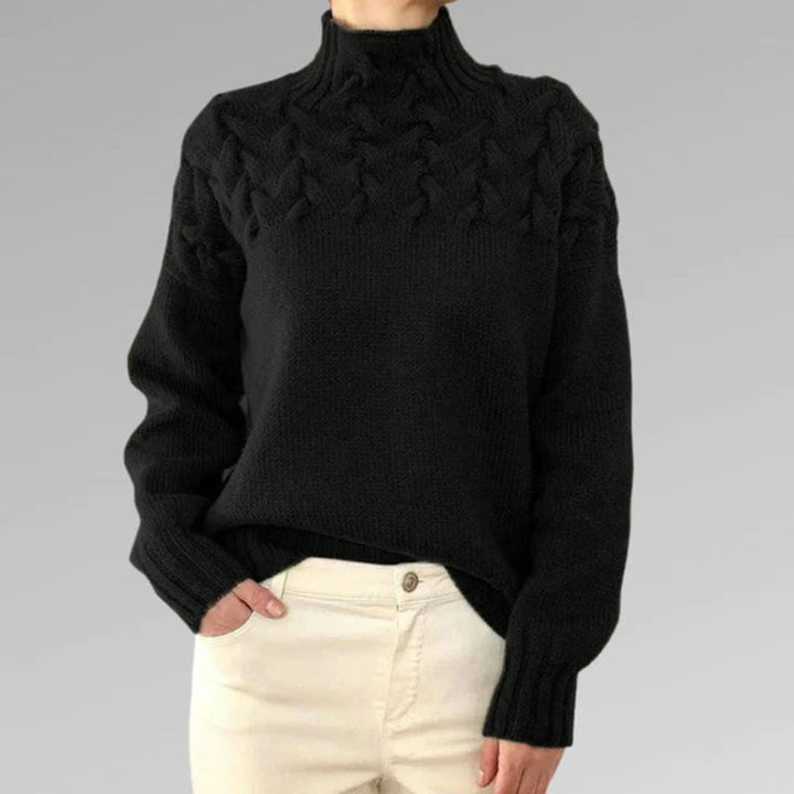Pullover cálido de cuello alto para mujer, suéter elegante y cómodo para el frío invierno.