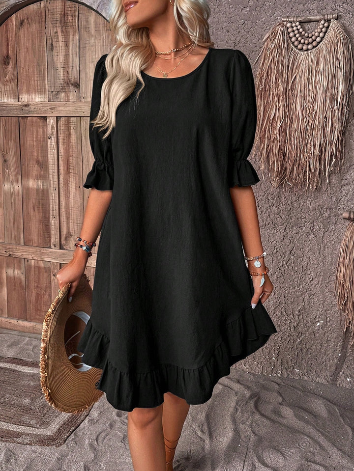 Vestido midi fluido y cómodo para mujer, estilo casual de verano, ideal para el día a día.