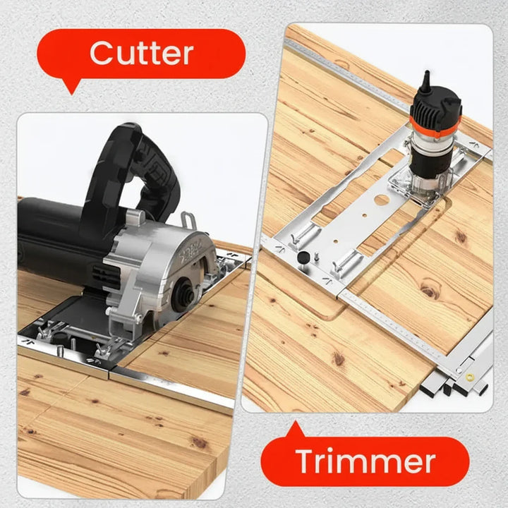 Guía de corte ajustable para sierra circular, mejora la precisión en tus proyectos de carpintería y bricolaje con madera.