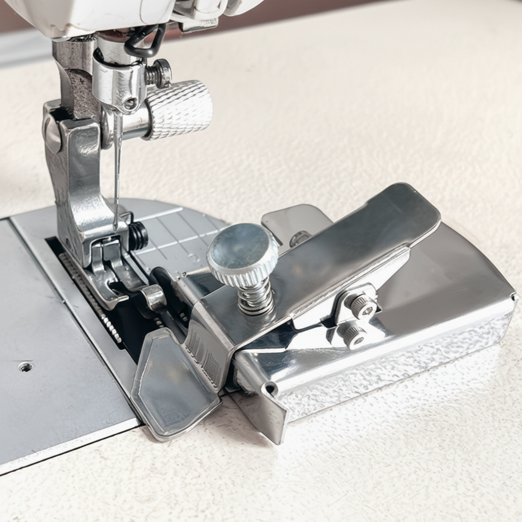 Guía magnética de acero para máquinas de coser, asegura costuras rectas y precisas en cualquier proyecto.