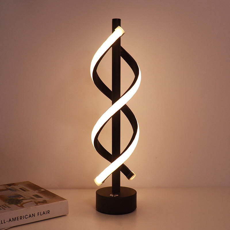 Lámpara LED de mesa espiral. Diseño nórdico moderno para sala, dormitorio u oficina. Luz ambiental.
