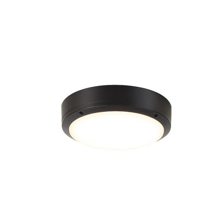 Lámpara de techo redonda LED, estilo minimalista para iluminación de terrazas y espacios al aire libre.
