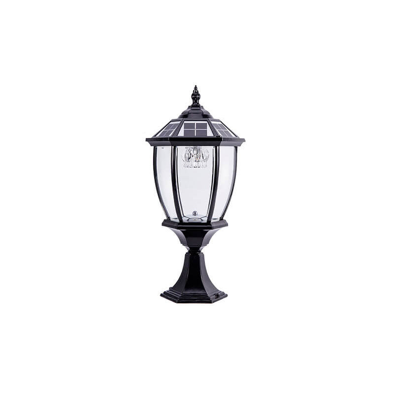 Lámpara solar LED para iluminación de jardín, bronce, con vidrio protector, ideal para decoración.