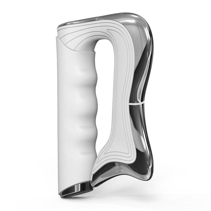 Masajeador eléctrico Gua Sha compacto con vibración y NMES. Portátil para recuperación muscular en cualquier lugar.