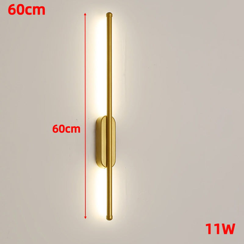 Lámpara de pared LED dorada 60 cm, luz cálida nórdica para salón o dormitorio.