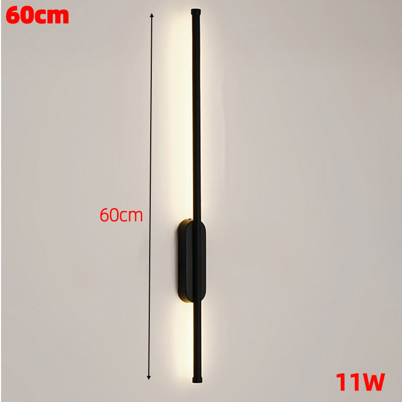 Aplique LED escandinavo negro de 80 cm, iluminación interior minimalista y elegante.