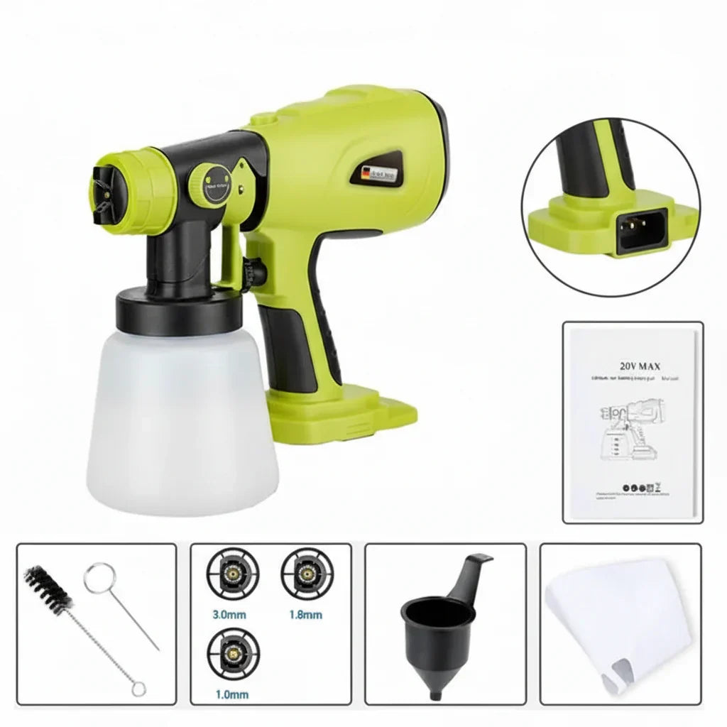Pistola de pulverización inalámbrica para pintura, perfecta para bricolaje y hogar, ofrece libertad y acabados uniformes.