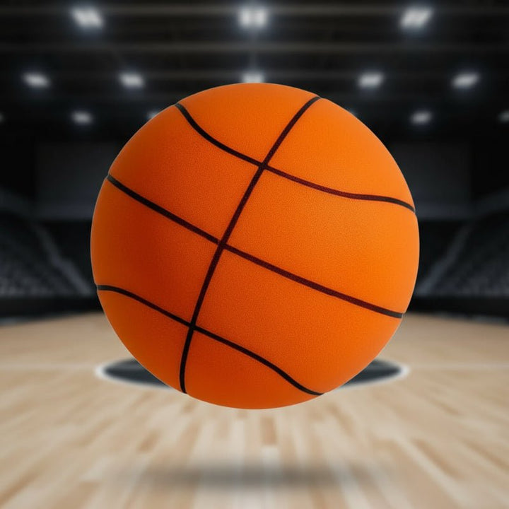 Balón de baloncesto silencioso para entrenamiento en casa. Ideal para practicar sin ruidos molestos en interiores.