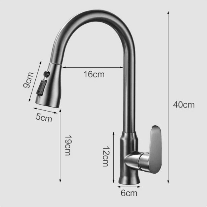 Moderno grifo de cocina con caño extraíble para mayor comodidad. Accesorio indispensable.