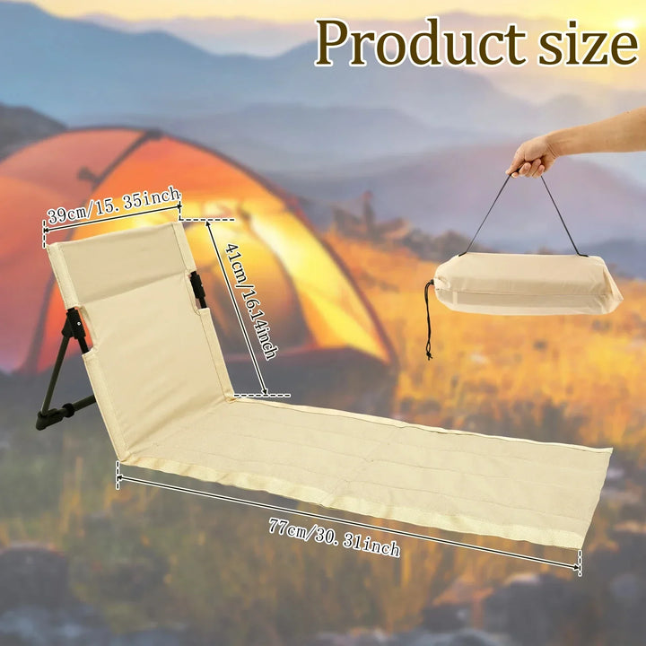 Silla de suelo plegable Oxford. Respaldo transpirable, ultra cómoda para cualquier actividad exterior.