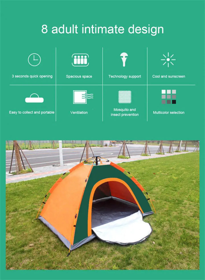 Tienda de camping de montaje rápido y fácil uso. Perfecta para principiantes, viajes y excursiones al aire libre.