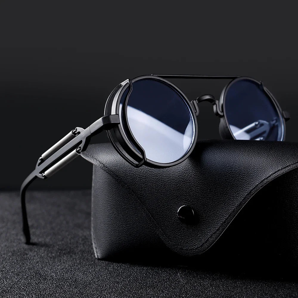 Gafas de sol retro redondas unisex con acabado de espejo, ideales para protección UV y un look audaz.