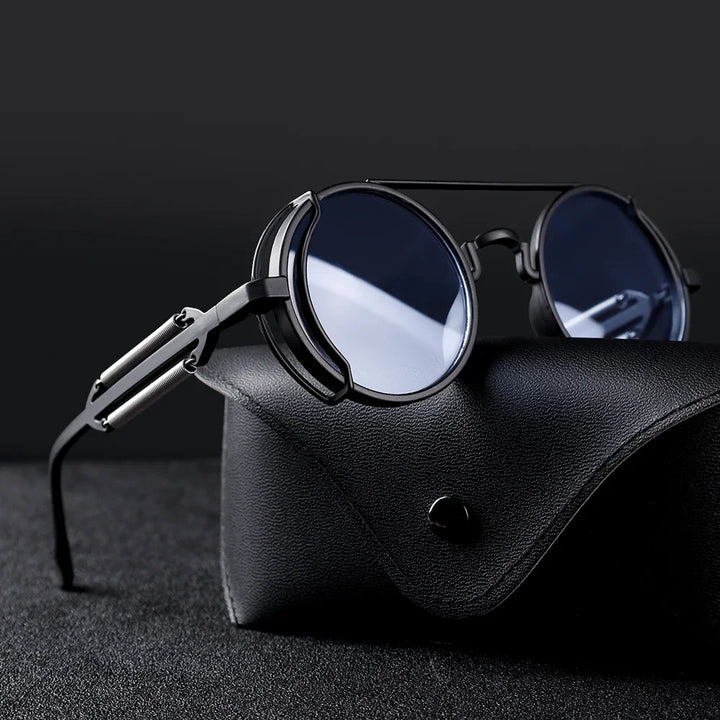 Gafas de sol retro redondas unisex con acabado de espejo, ideales para protección UV y un look audaz.