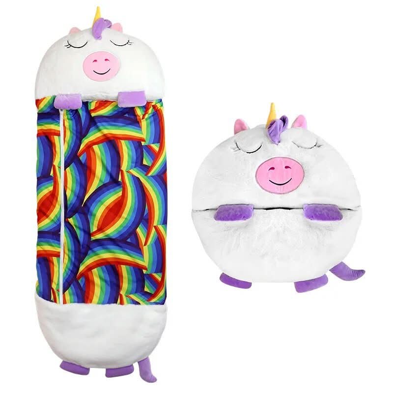 Saco de dormir lavable de peluche para niños. Cómodo y seguro para la siesta, un juguete divertido y funcional.