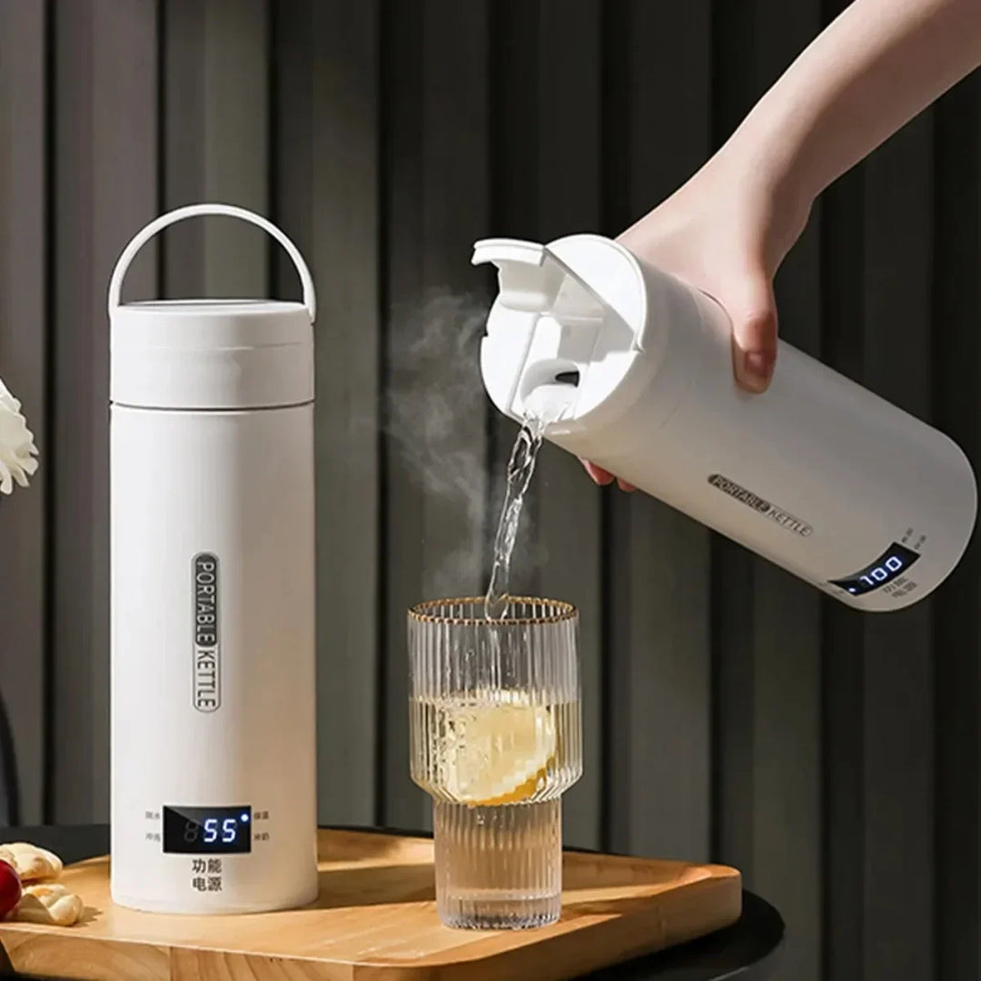 Hervidor eléctrico de viaje portátil de 500ml con pantalla LCD. Ideal para té, café, oficina.