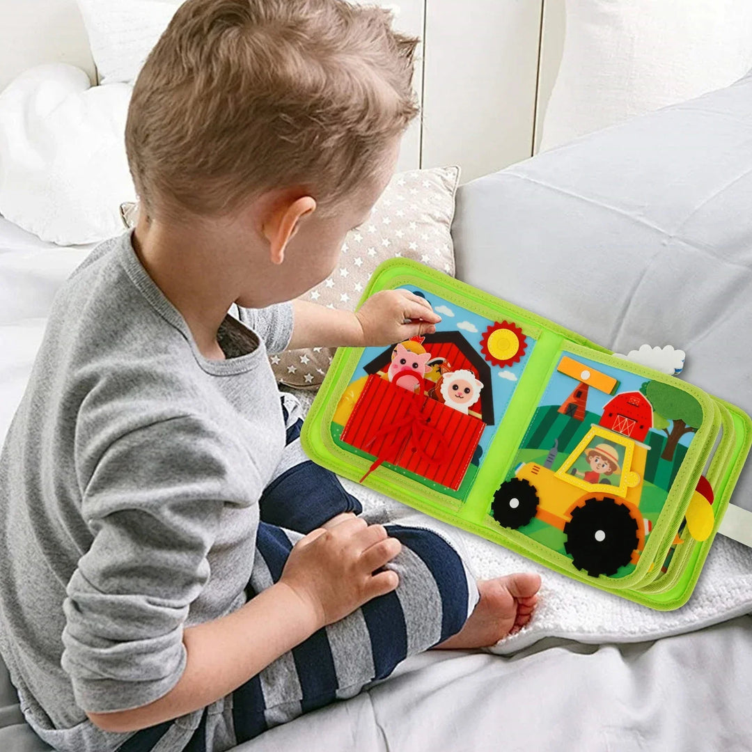 Libro Montessori interactivo de granja para niños: fomenta el desarrollo infantil y el aprendizaje temprano con animales.