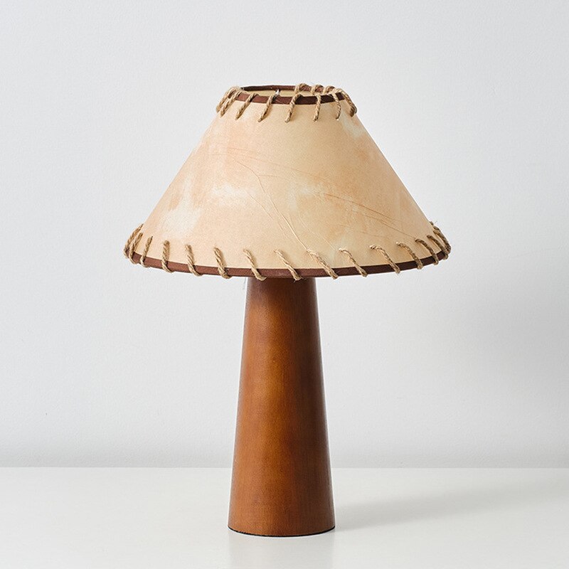Lámpara LED moderna de mesa, fusión wabi-sabi y madera japonesa, iluminación ambiental para decoración.