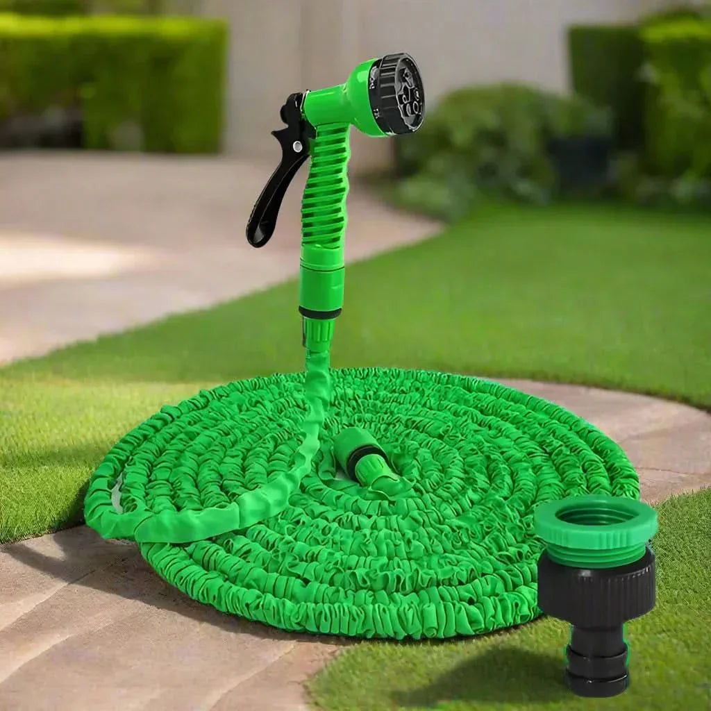 Manguera de jardín flexible y ligera para riego eficiente. Ideal para hortalizas, patio y limpieza de autos.
