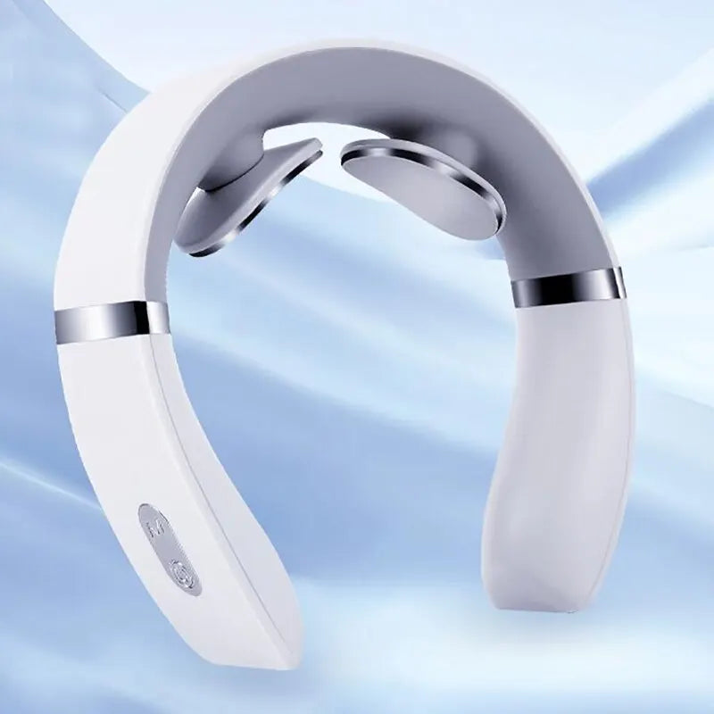 Masajeador cervical compacto para alivio profundo de cuello y hombros. Diseño portátil para terapia muscular y relajación.