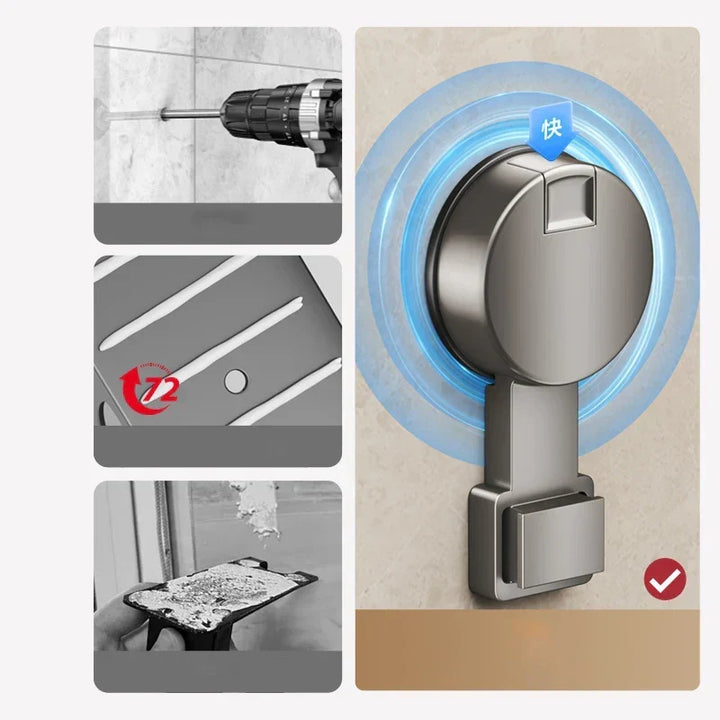 Organizador de almacenamiento para esquina de baño, mantiene la ducha ordenada con sujeción por ventosas.