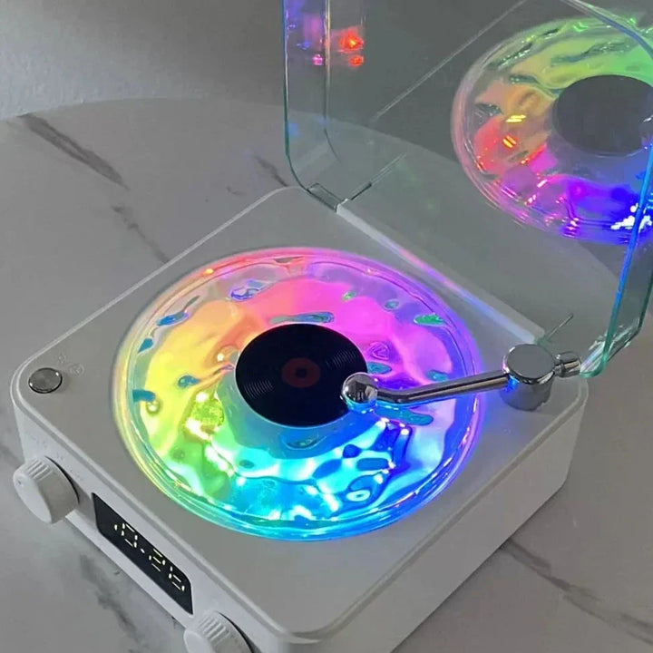 Altavoz Bluetooth retro para música y proyección de luces en cualquier habitación del hogar.