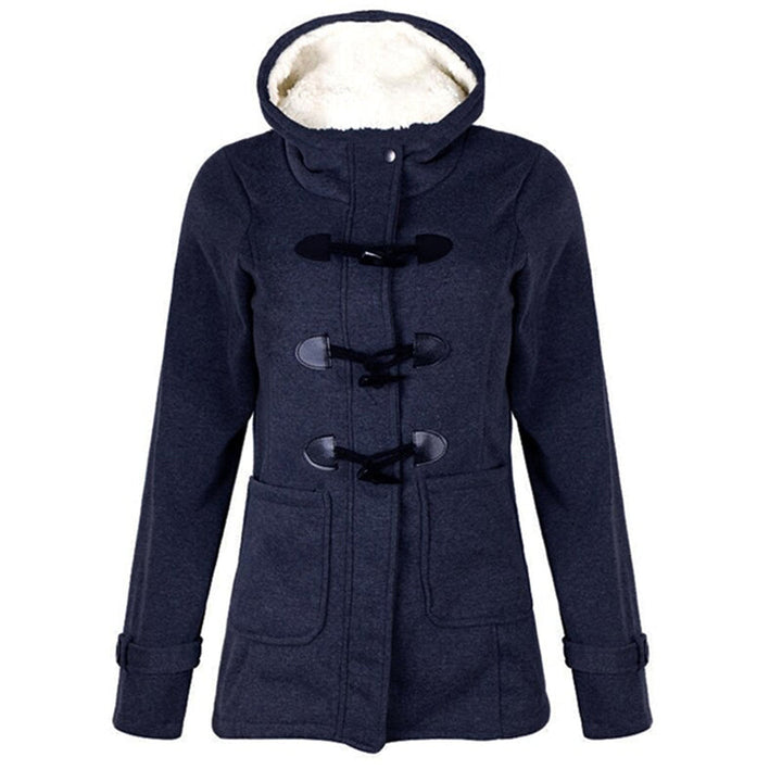 Abrigo largo de invierno con capucha para mujer, estilo elegante. Moda y calidez para el exterior.