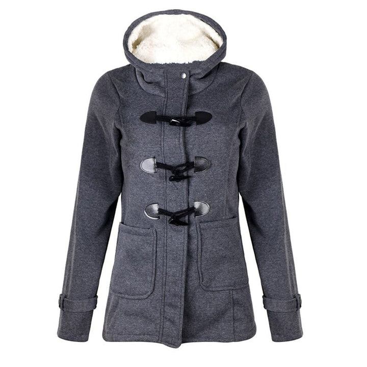 Abrigo de invierno largo para mujer, con capucha. Ropa cálida y elegante para el frío exterior y la moda invernal.