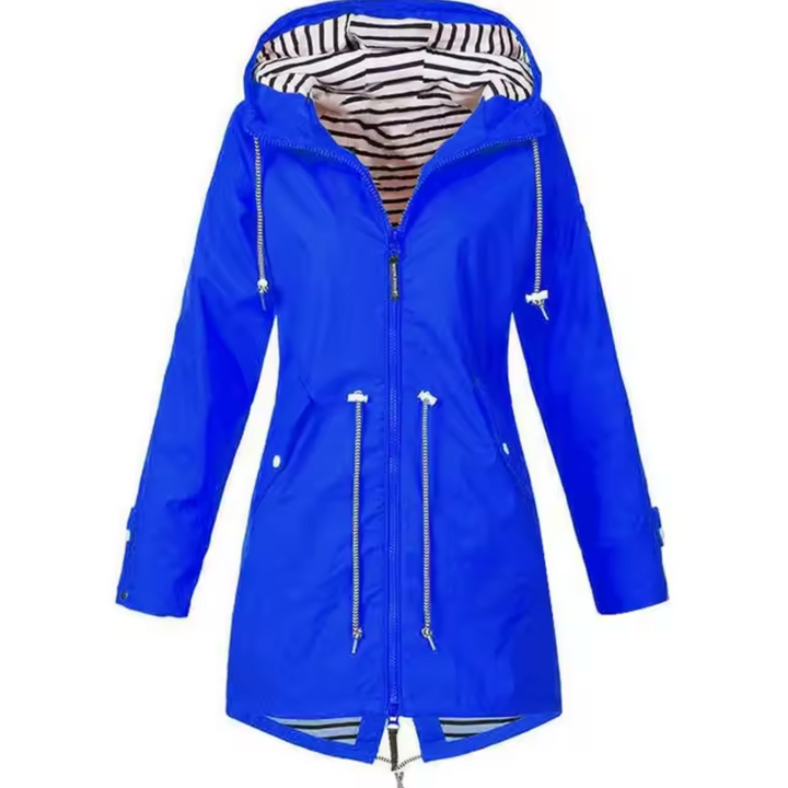 Cazadora impermeable de moda para mujer, con capucha. Ideal para exterior, lluvia y frío. Cortavientos y diseño moderno.