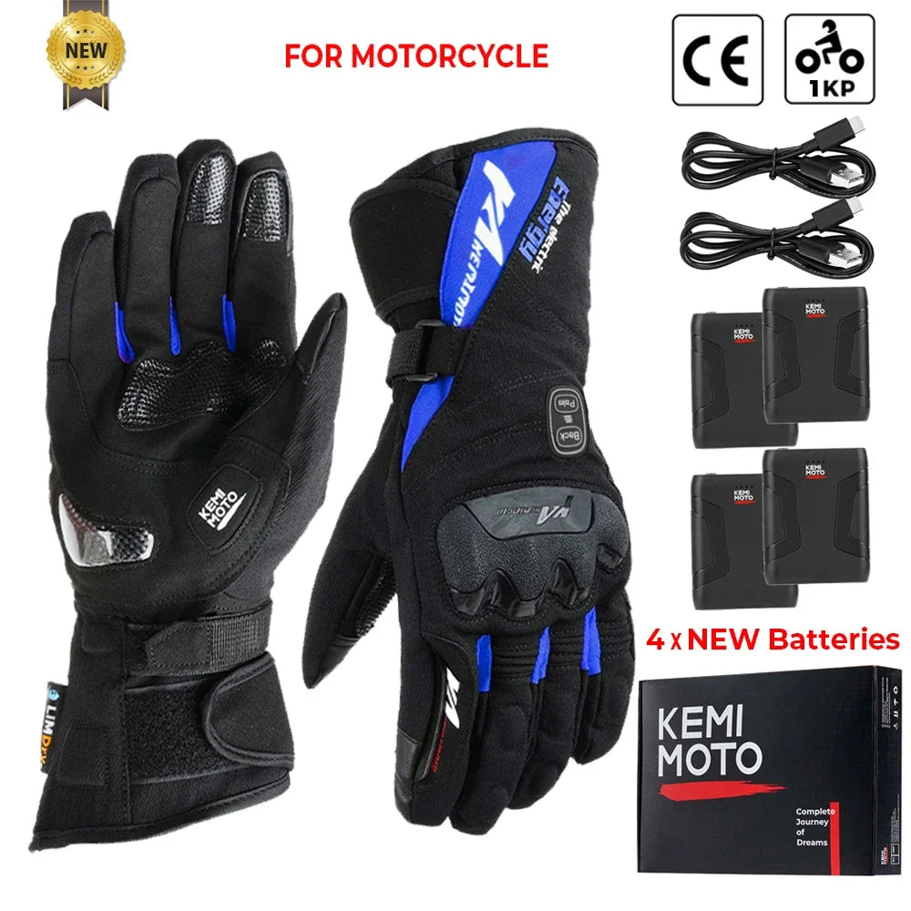 Guantes táctiles calefactables de alta calidad para moto, unisex.