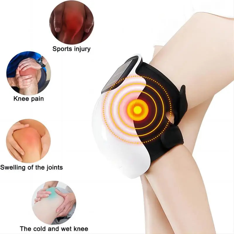 Masajeador terapéutico de rodilla. Terapia de calor y vibración ajustable para articulaciones doloridas.