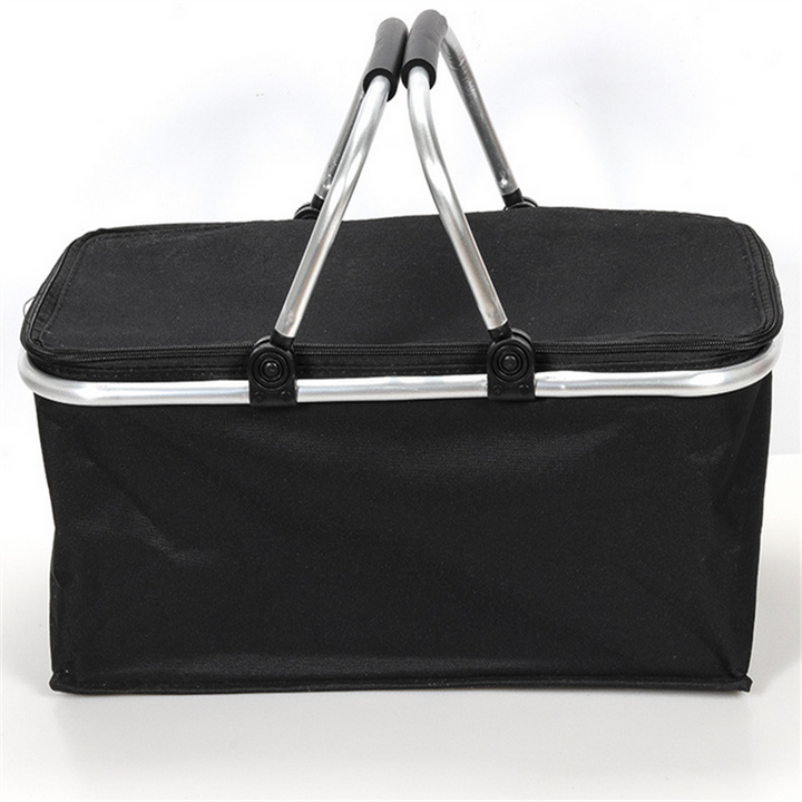 Nevera plegable gris con cremallera. Mantiene tus alimentos frescos y bebidas frías en la playa o de viaje.