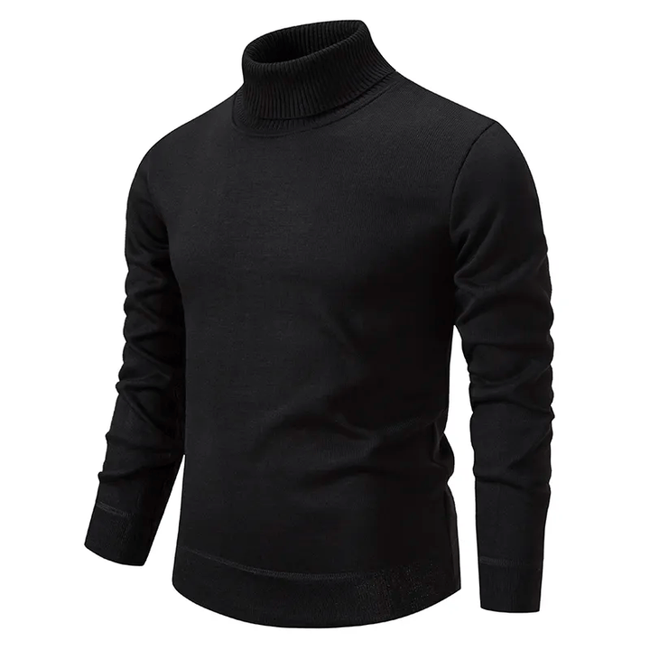 Jersey clásico de cuello alto para hombre, cálido y elegante. Ideal para la moda de invierno y ropa masculina.