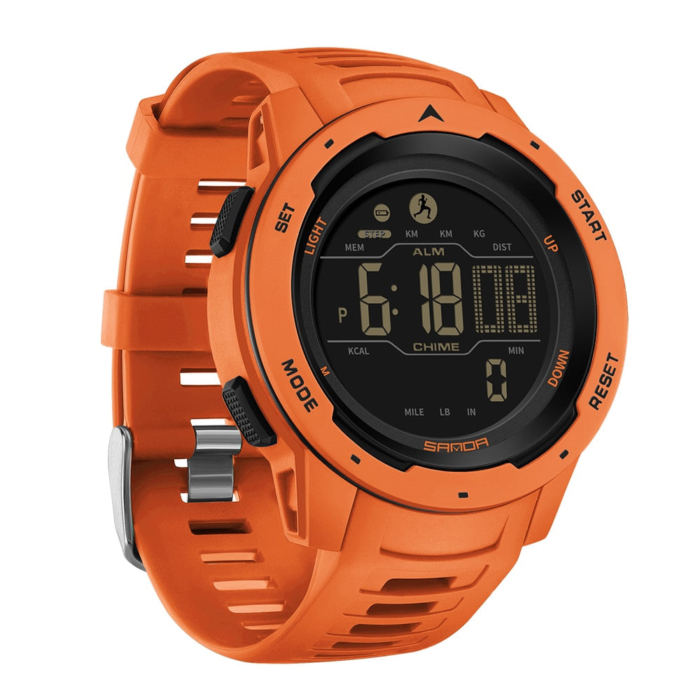 Reloj digital de hombre con correa de goma cómoda, impermeable y duradero, ideal para largas sesiones de actividad.